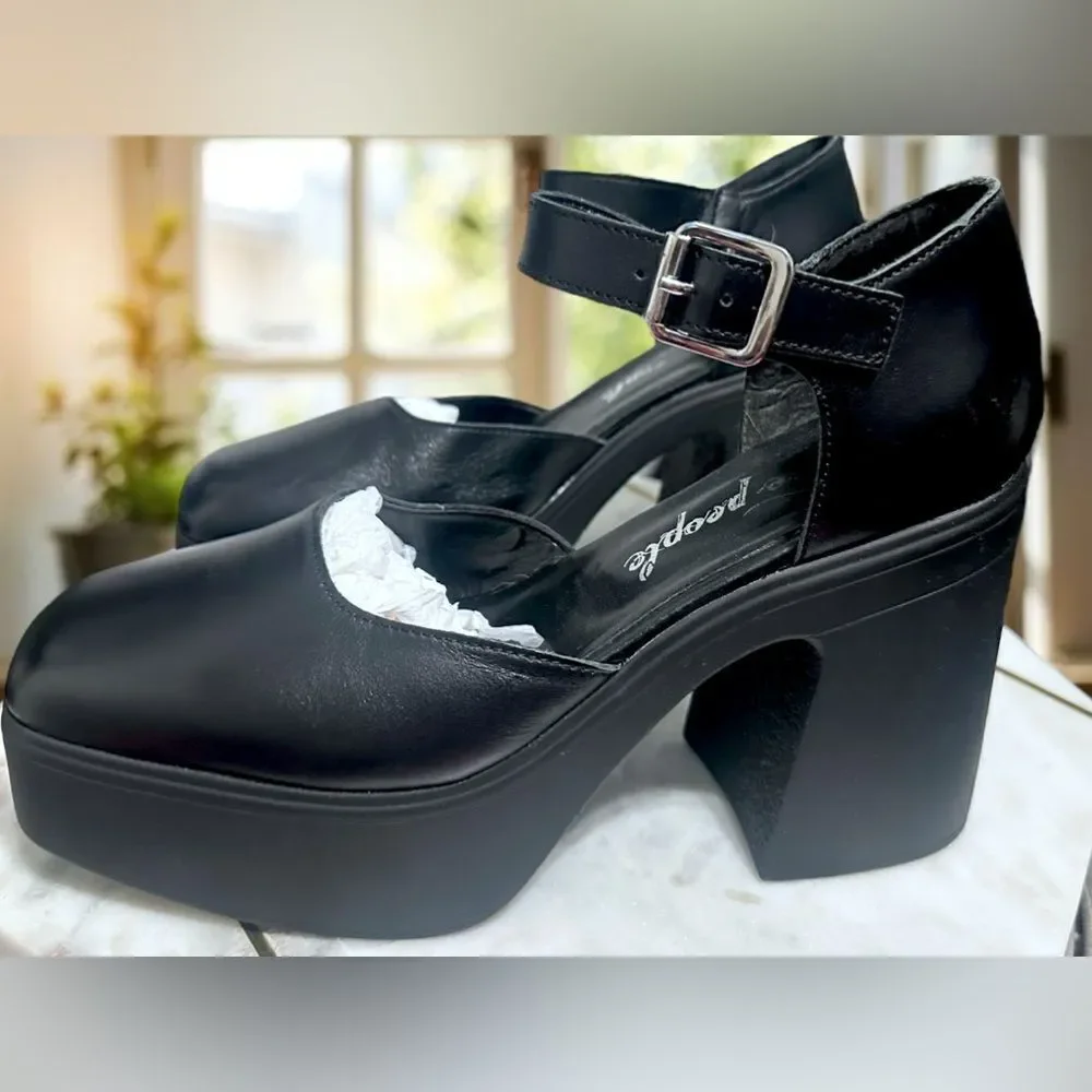 🔥 FREE PEOPLE Gwen Mary Jane Platforms Heels Size 39 US 8.5